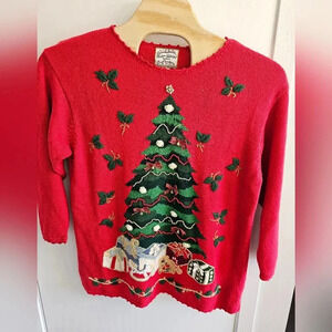 Christmas Ugly Sweater Knit Embroidered Cardigan Size‎ 2X